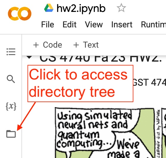 where to click to be able to access files on Google Drive in Colab